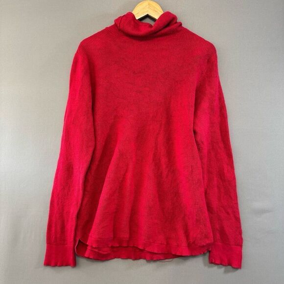 Lauren Ralph Lauren Knit Red Sweater Size 1X Cotton Blend Mock Neck - Picture 6 of 12